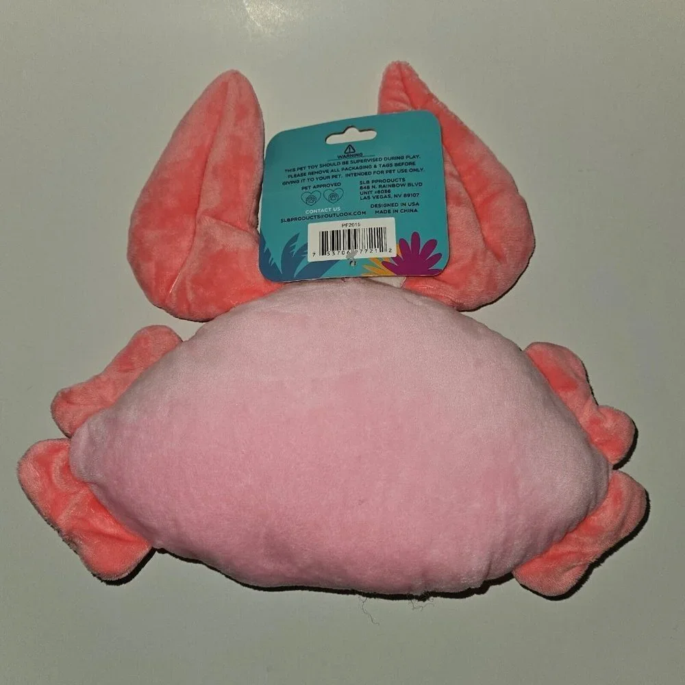 NEW Pawfam Pink Crab Plush Pet Dog Toy Squeaker 10